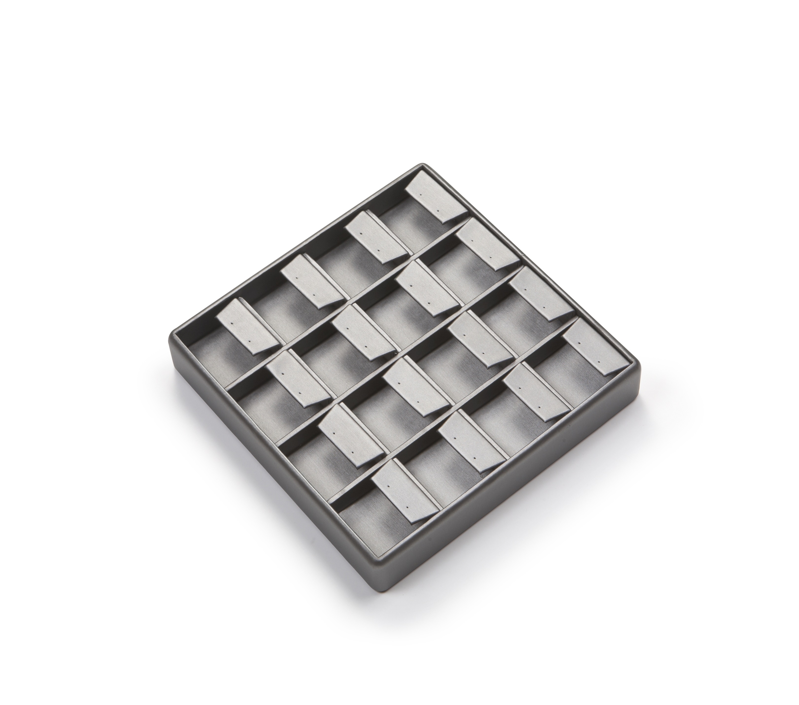 Silver Gray Leatherette 16 Earring Tray