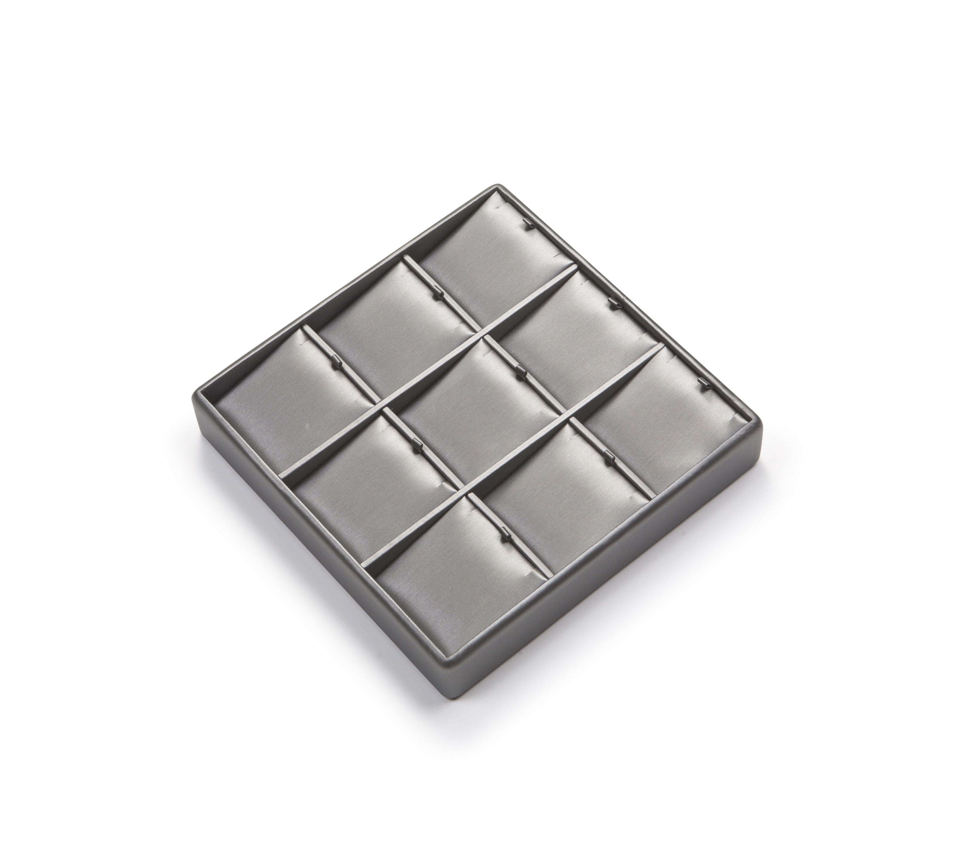 Silver Gray Leatherette 9 Pendant Tray