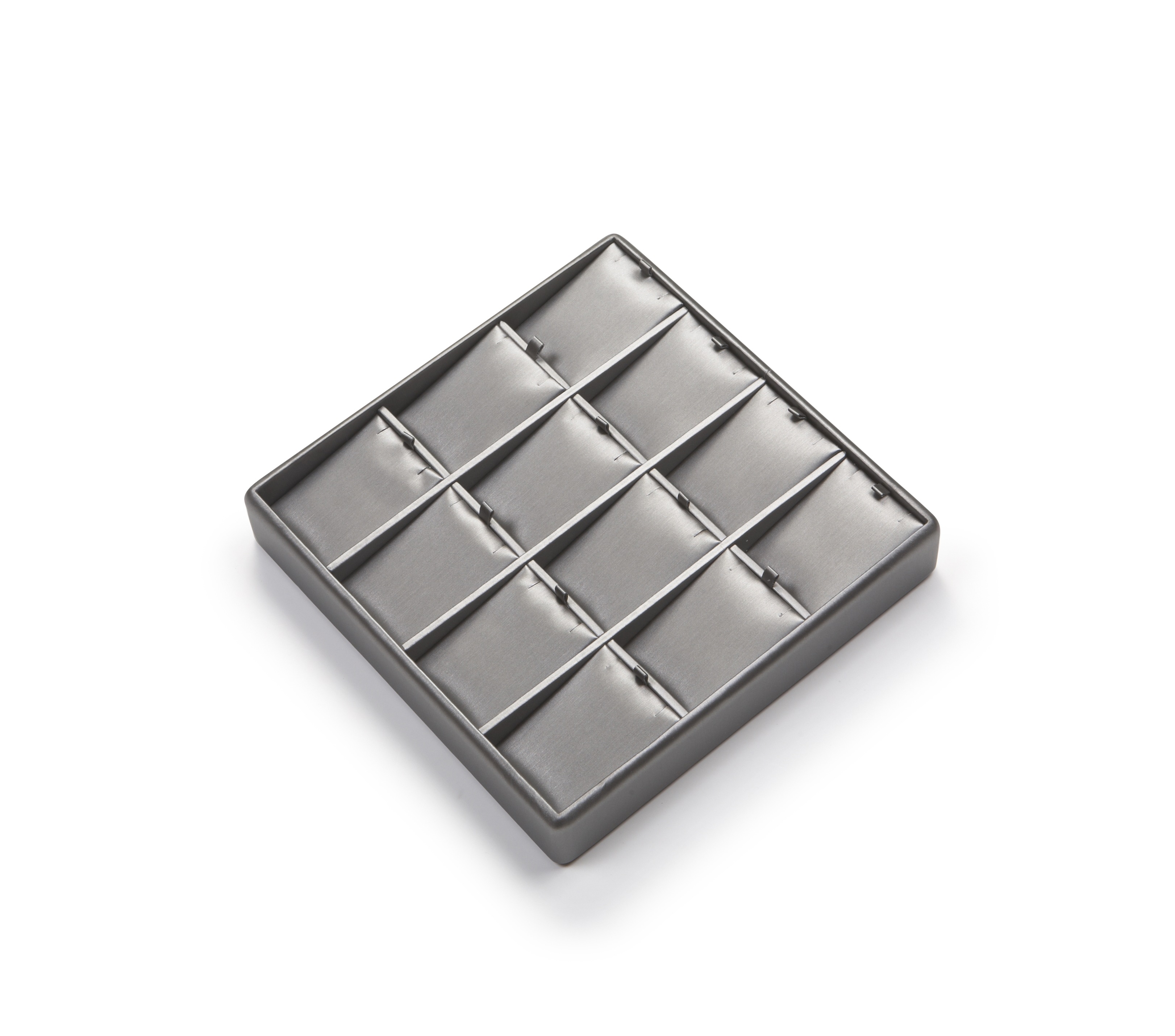 Silver Gray Leatherette 12 Pendant Tray