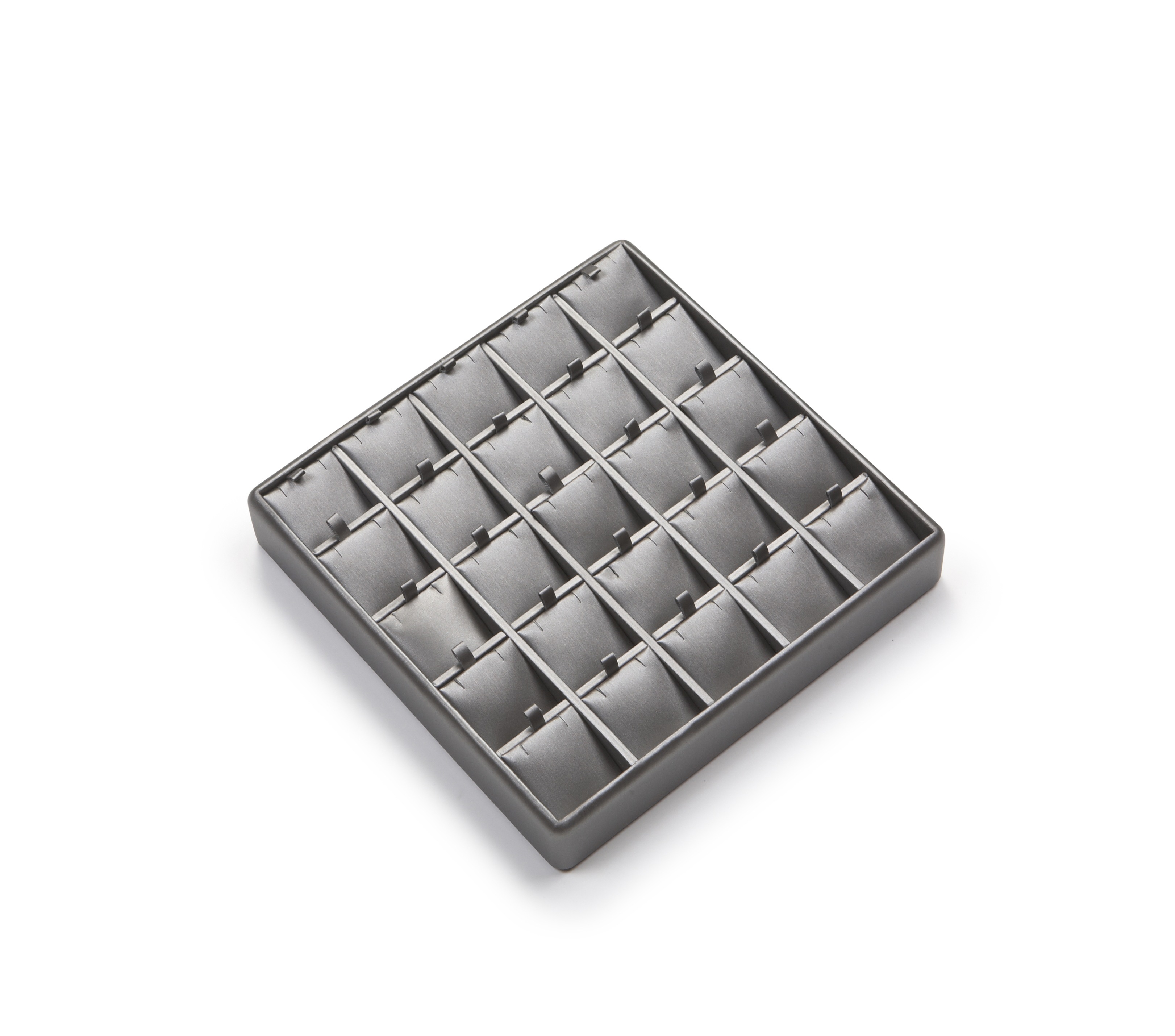 Silver Gray Leatherette 25 Pendant Tray