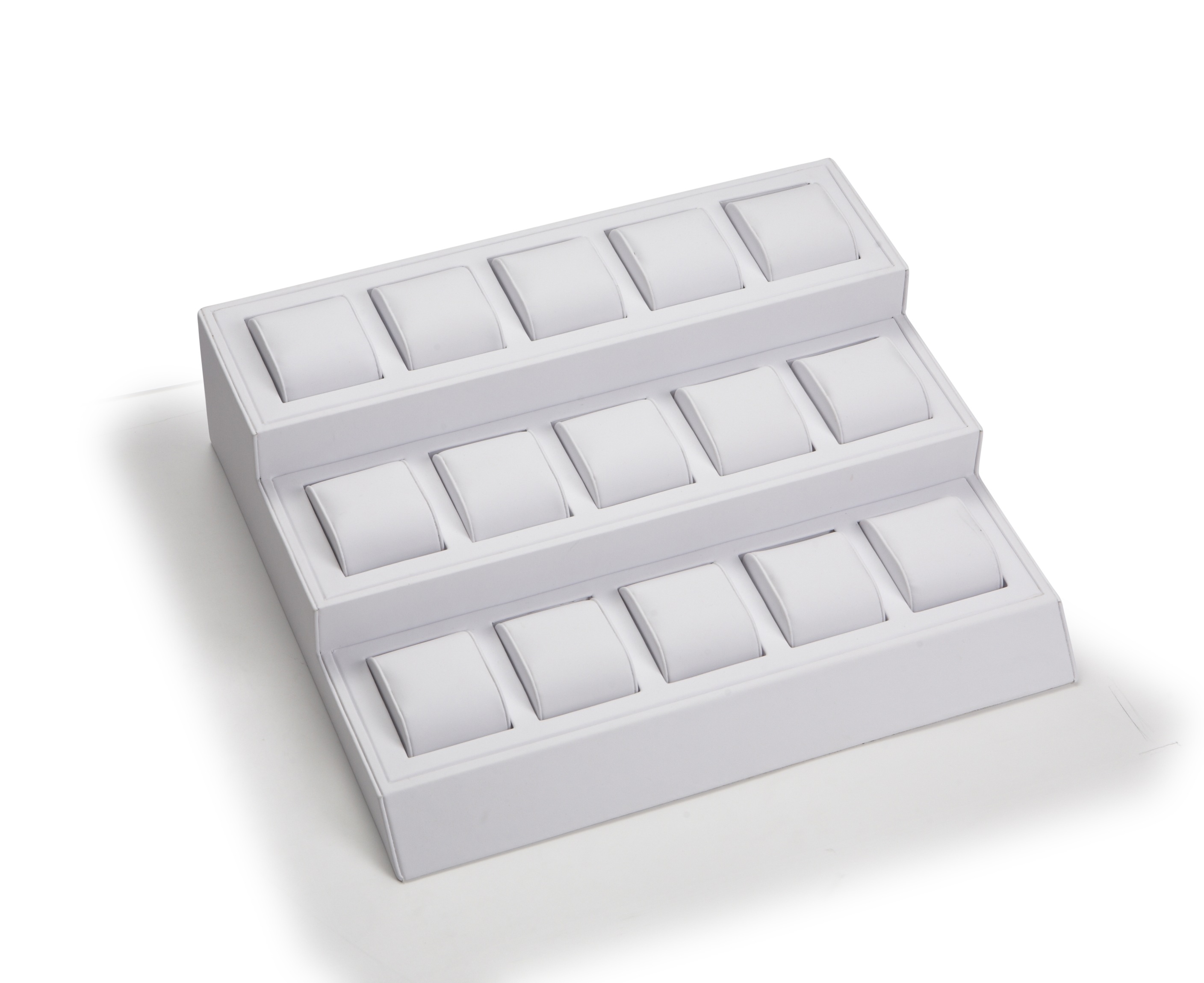 White Leatherette 15 Watch Tray