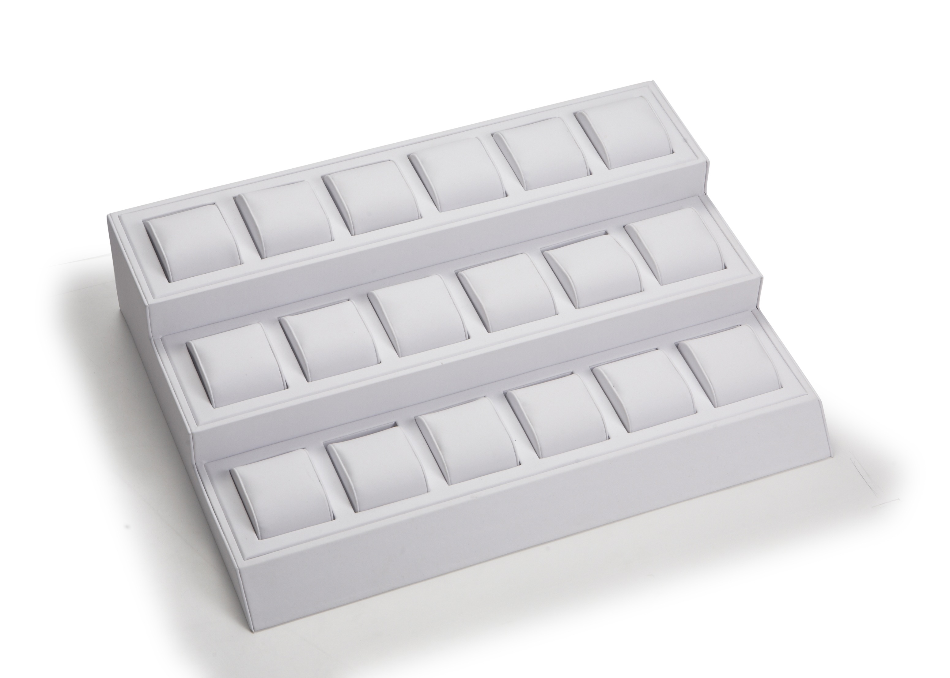 White Leatherette 18 Watch Tray