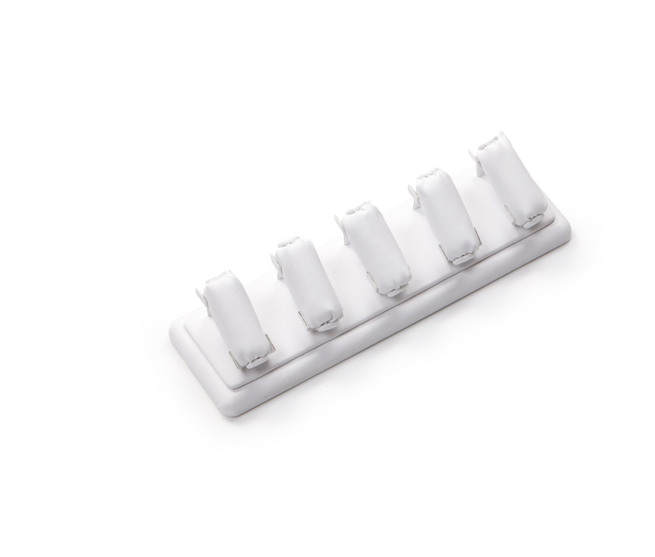 White Leatherette 5 Bar Ring Stand