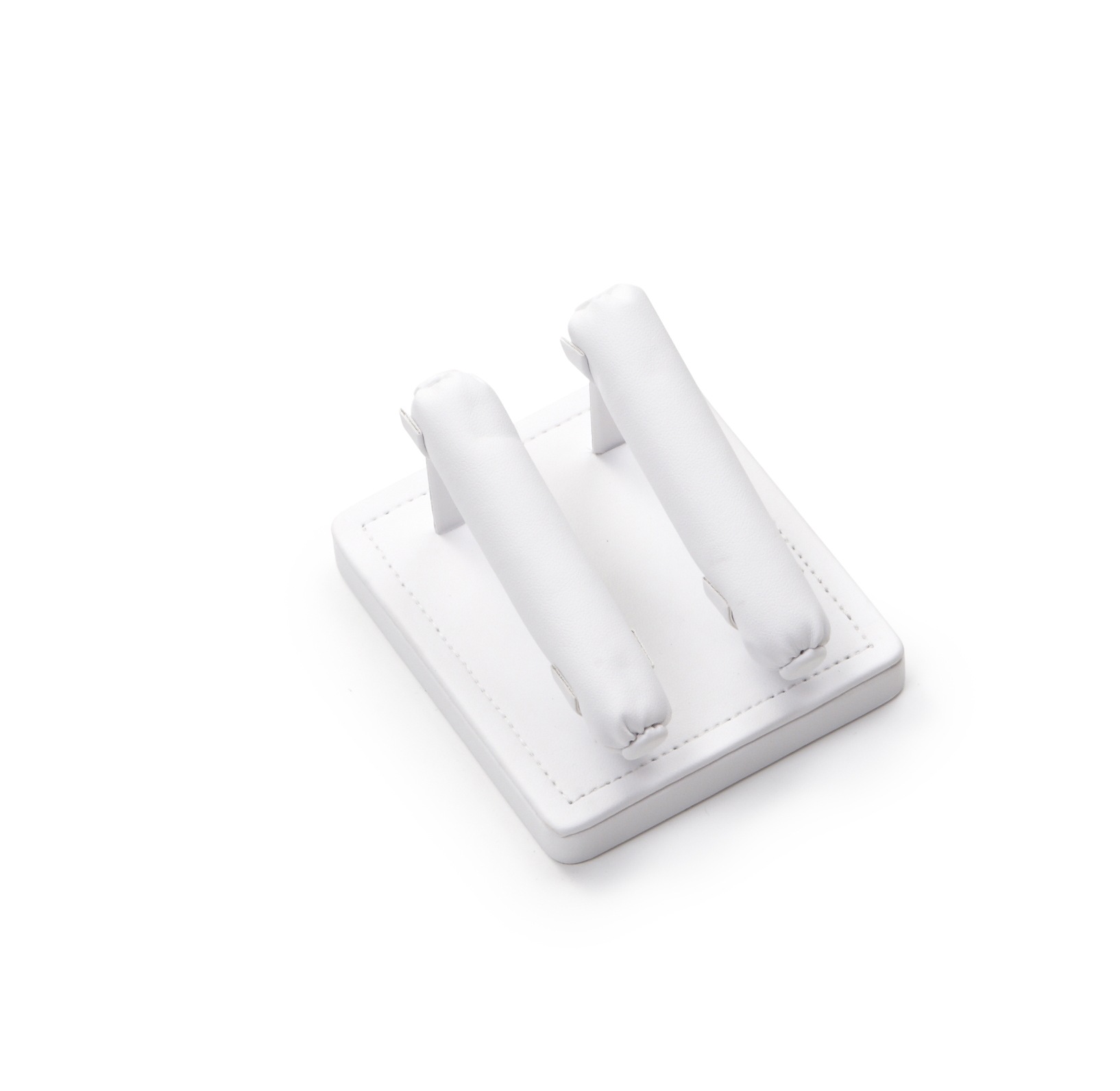 White Leatherette 2 Bar Ring Stand