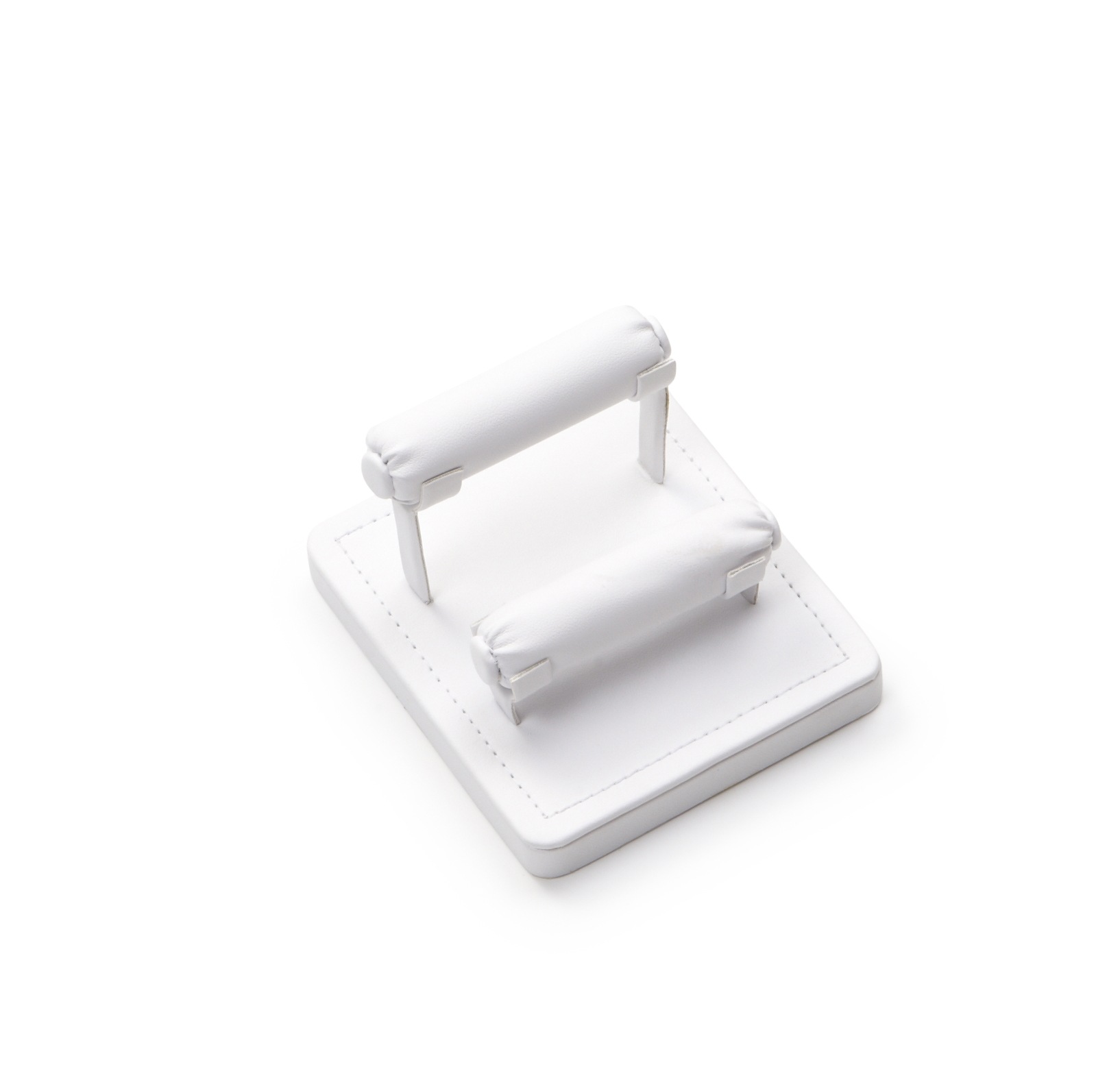 White Leatherette 2 Bar Ring Stand