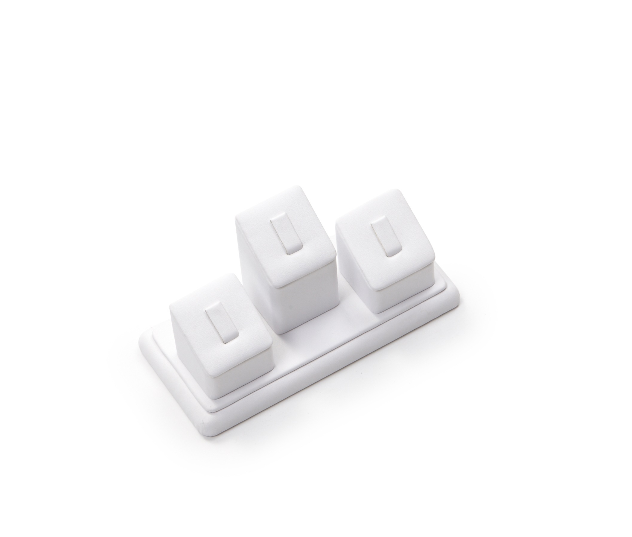 White Leatherette 3 Clip Ring Stand