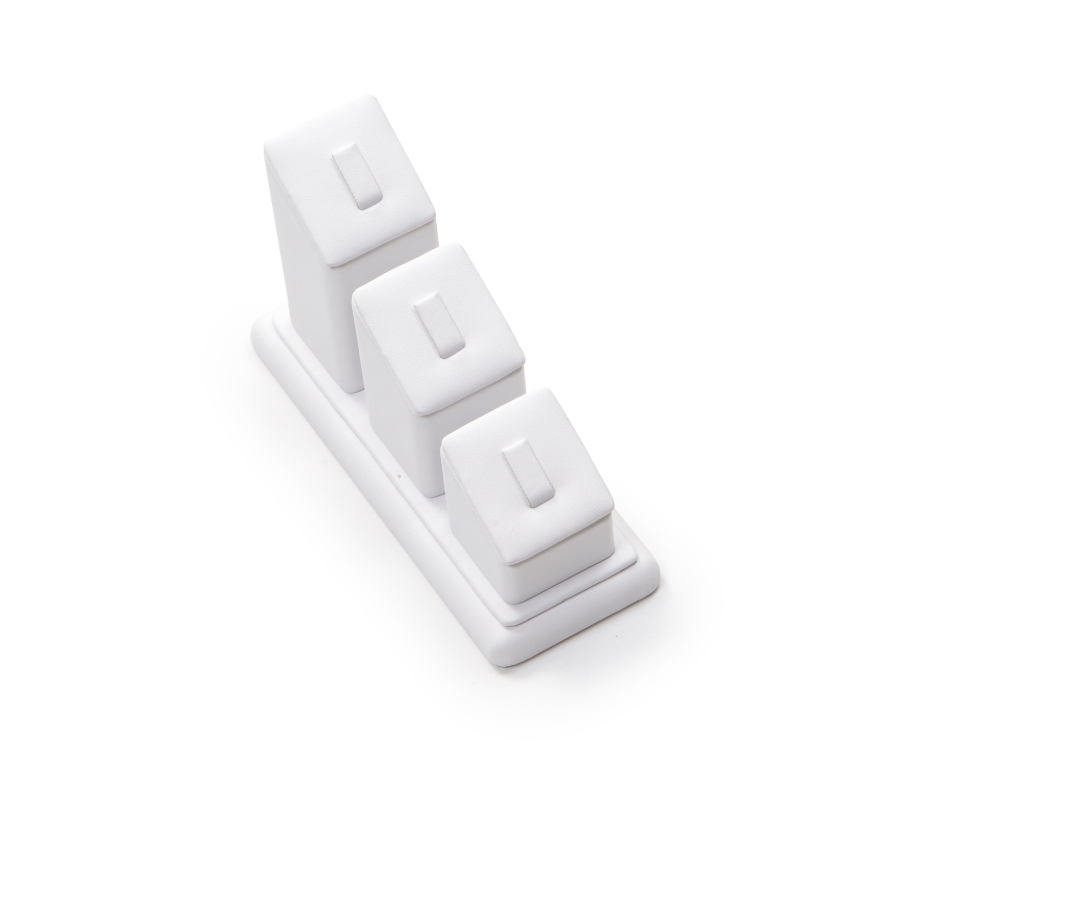 White Leatherette 3 Clip Ring Stand