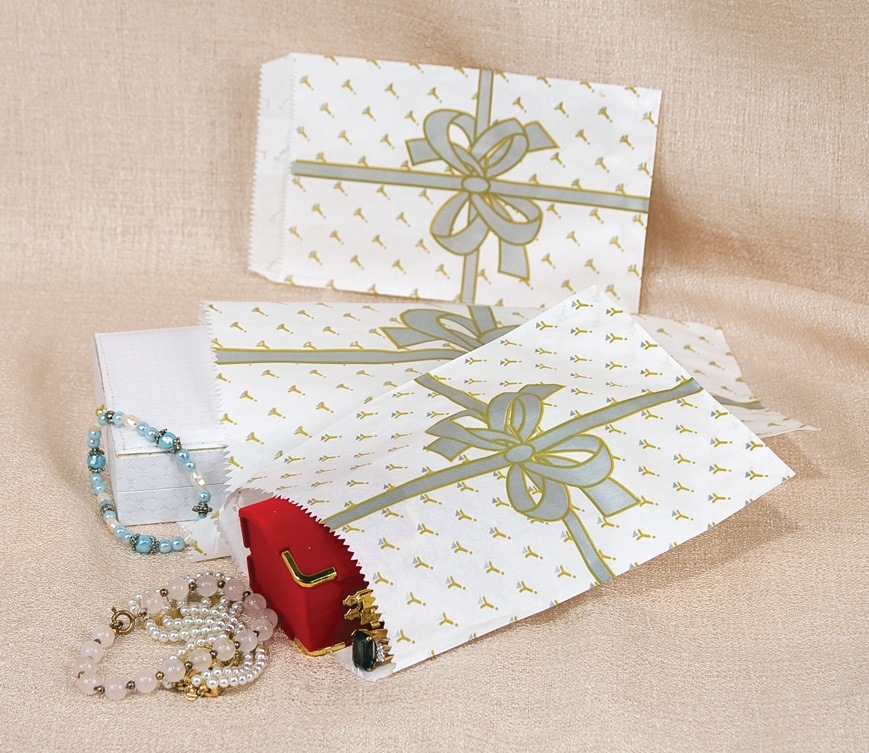 Silver Bow Paper Bags 