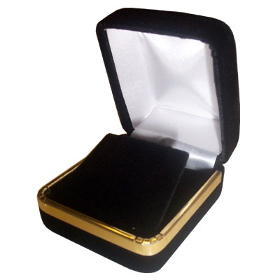 Velveteen Earring Flap Box with Gold Rim 