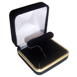 Velveteen Earring Tree Box with Gold Rim