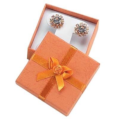 Assorted Colors Cardboard Earring Tree Box with Bow