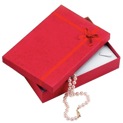 Assorted Colors Cardboard Necklace Box with Bow 