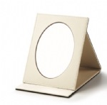 Chocolate/Beige Leatherette Small Oval Foldable Mirror