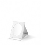 White Leatherette Small Oval Foldable Mirror
