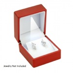 Red Leatherette LED Earring Box