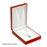 Red Leatherette LED Small Necklace Box