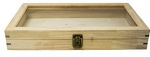 Glass Top Natural Wood Box, Hinged with Latch