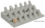 Novel Box™ 18 Finger Ring Stand Holder Jewelry Display 8.25X4.75X2.5" In Grey Linen