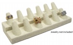 12 Finger Beige Linen Ring Stand Holder Jewelry Display