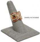 Single Finger Grey Linen Ring Stand Holder Jewelry Display