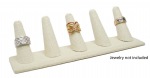 5 Finger Beige Linen Ring Stand Holder Jewelry Display