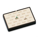 Chocolate/Beige Leatherette 22 Slot Ring Tray