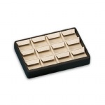 Chocolate/Beige Leatherette 12 Drop Earring Tray