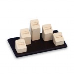 Chocolate/Beige Leatherette 5 Slot Ring Stand