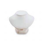 White Leatherette Large Wood Neckform Stand
