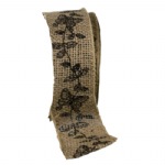 Wired Burlap Jute Ribbon with Butterfly Print