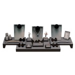 Steel Grey Faux Leather with Black Faux Leather Trim Display Set