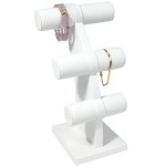 White Leatherette Triple T-Bar Bangle/Bracelet Display