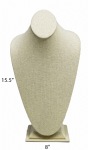 Beige Linen Necklace Jewelry Display Bust Stand X-Large