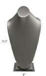 Steel Gray Leatherette Necklace Jewelry Display Bust Stand X-Large