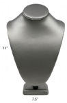 Steel Gray Leatherette Necklace Jewelry Display Bust Stand Large