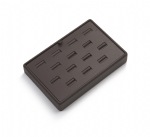 Chocolate Leatherette 14 Slot Ring Tray