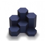 Navy Blue Leatherette 6 Pc Hexagonal Risers