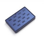 Navy Blue Leatherette 14 Slot Ring Tray
