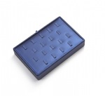 Navy Blue Leatherette 18 Clip Ring Tray