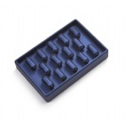Navy Blue Leatherette 14 Ring Bar Tray