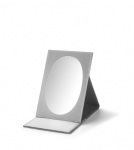Silver Gray Leatherette Large Oval Foldable Mirror