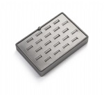Silver Gray Leatherette 22 Slot Ring Tray