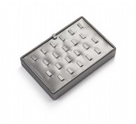 Silver Gray Leatherette 22 Clip Ring Tray