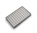 Silver Gray Leatherette 50 Slot Ring Tray