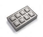 Silver Gray Leatherette 8 Watch Tray