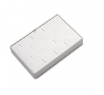 White Leatherette 14 Clip Ring Tray