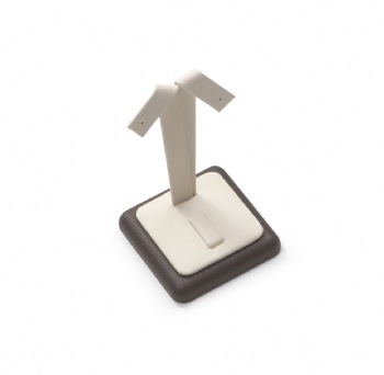 Chocolate/Beige Leatherette Ring/Earring Stand