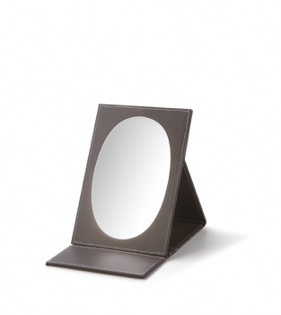 Chocolate Leatherette Large Oval Foldable Mirror