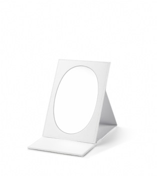 White Leatherette Large Oval Foldable Mirror