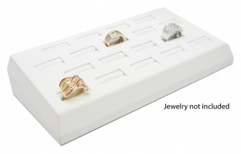 18 Slot White Leatherette Ring/Cufflink Jewelry Tray Display